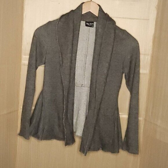 Lucy Love Tops - Lucy Love Womens Grey Heathered Distressed Open Sweatshirt Cardigan Small